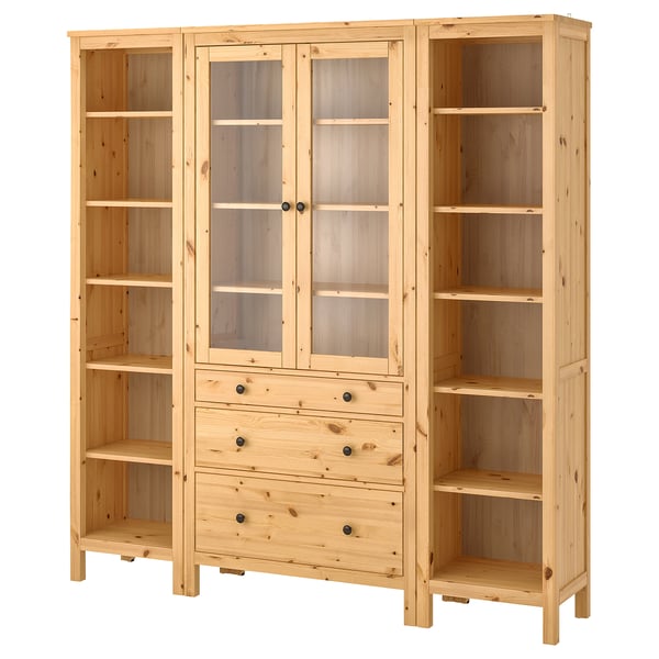 Hemnes Storage Combination W Doors Drawers Light Brown Clear