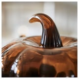 HÖSTAGILLE Decorative bowl with lid, yellow-brown, 19 cm