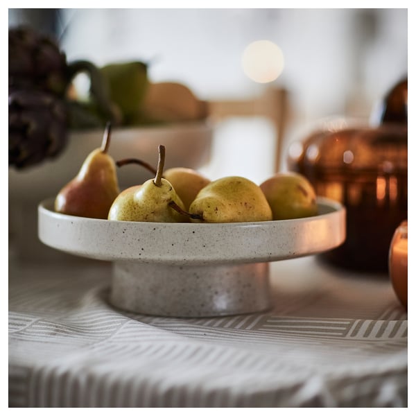 HÖSTAGILLE Serving stand, light beige/orange-brown, 24 cm