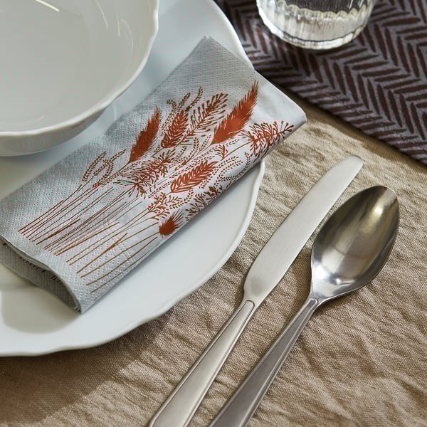 HÖSTKVÄLL Paper napkin, grey, 33x33 cm
