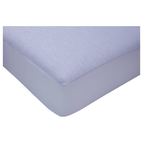 A lavender HÖSTVÄDD mattress protector. It elastic edges for a secure fit and is designed to keep sleep cool with nylon fibres.