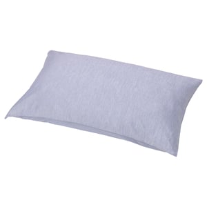 A HÖSTVÄDD pillow. It is blue with a rectangular shape and solid colour design, made from recycled polyester and nylon-viscose blend.