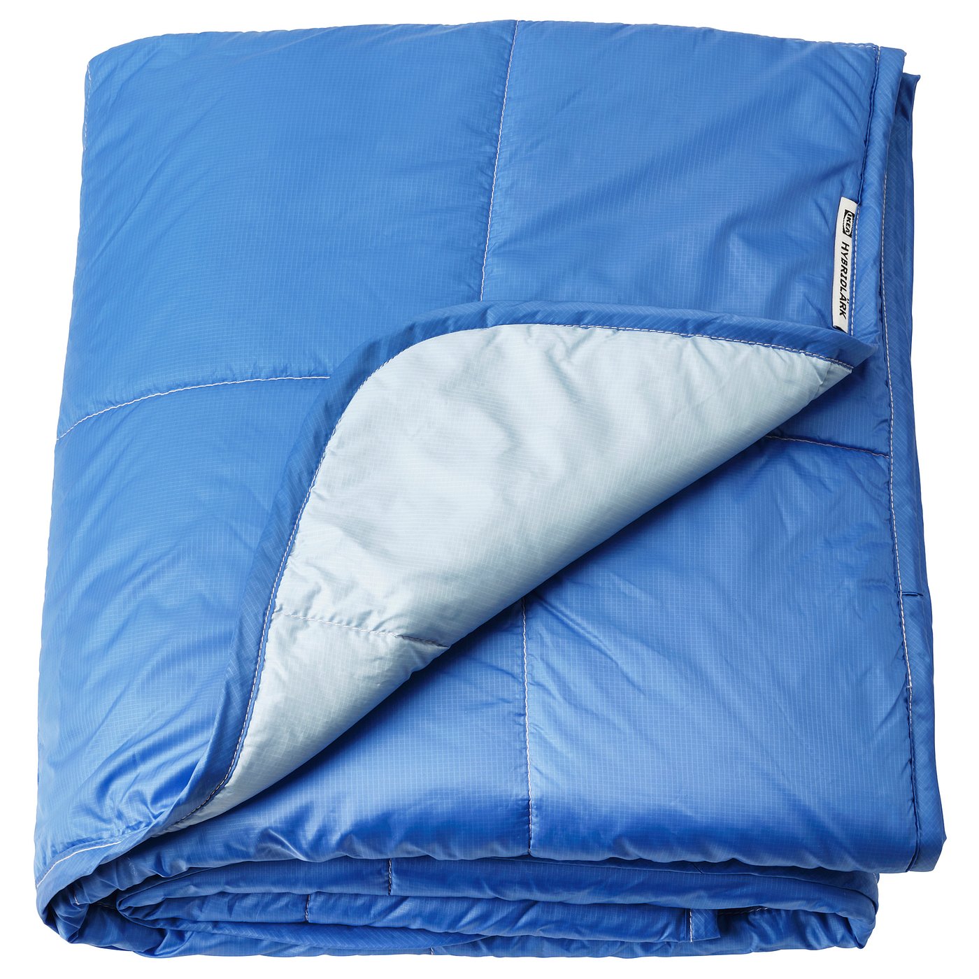 HYBRIDLÄRK Blanket/bag, dark blue/light blue, 130x190/40x40 cm - IKEA