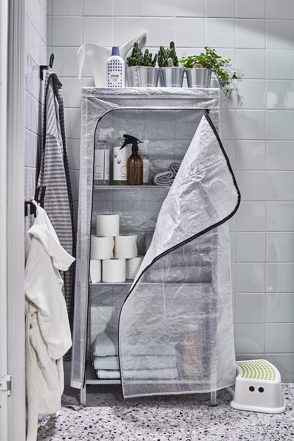 HYLLIS Shelving unit with cover transparent IKEA