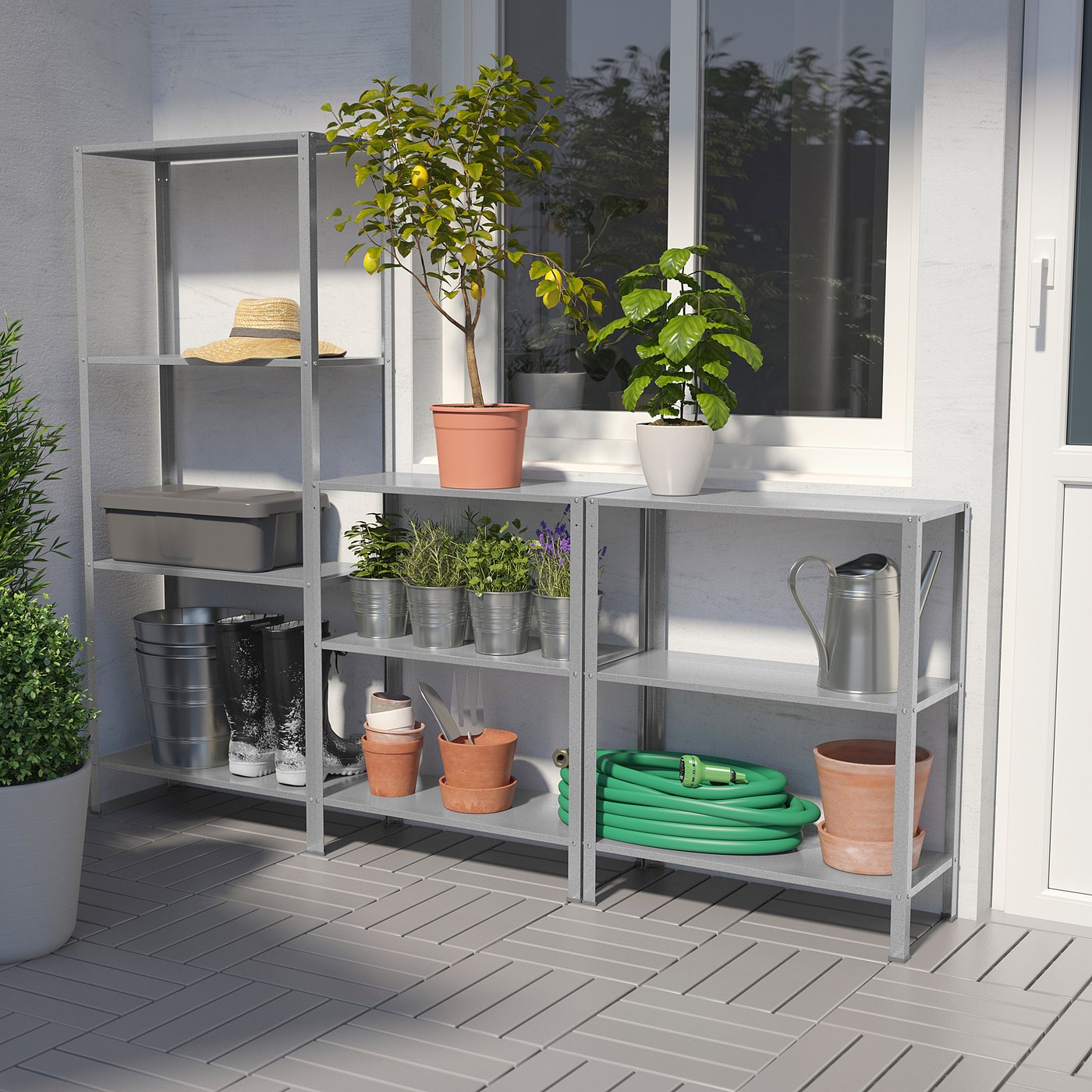 HYLLIS shelving unit in/outdoor, 180x27x74-140 cm - IKEA