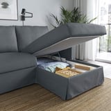 HYLTARP 3-seat sofa w chaise longue, right, Gransel grey