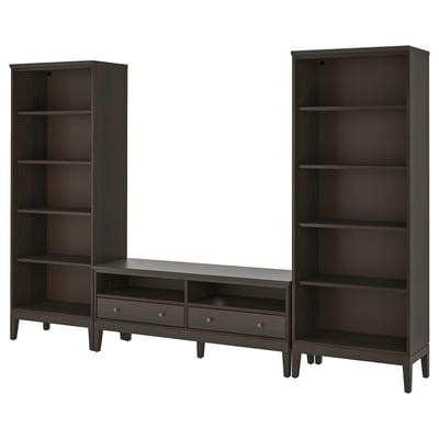 IDANÄS TV storage combination, dark brown/stained, 325x40x211 cm