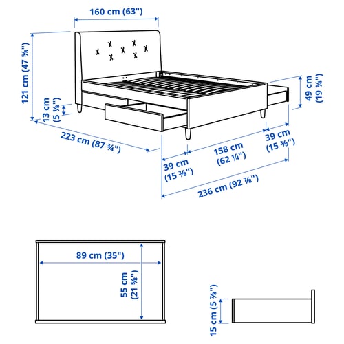 Illustration with measurements for the product: IDANÄS.