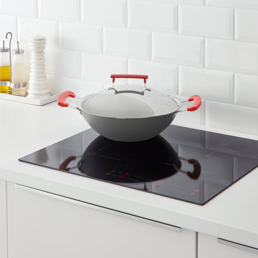 IDENTISK wok with lid, dark grey/aluminium, 32 cm IKEA