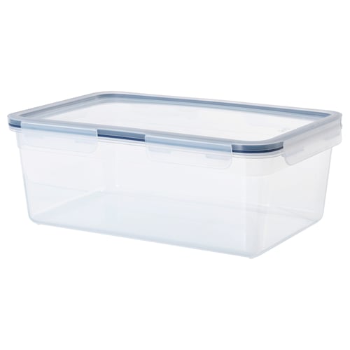 IKEA 365+ clear plastic food container with snap-lock lid, stackable, bpa-free.