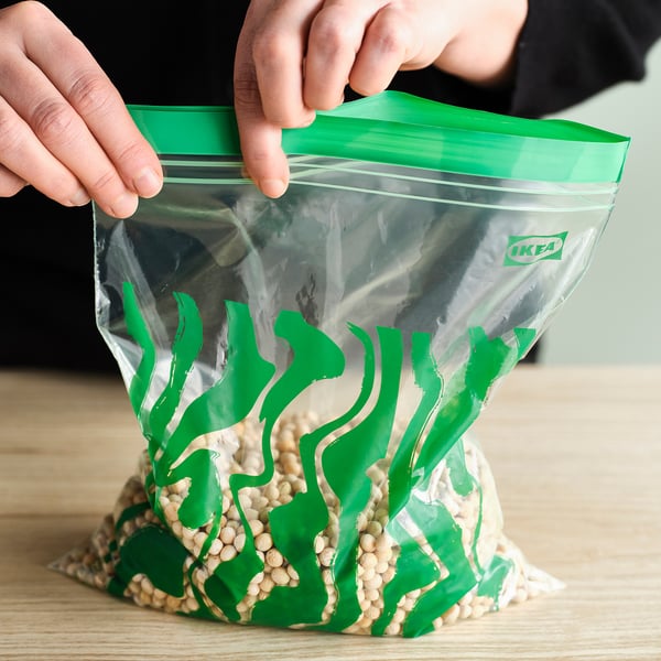 ISTAD Resealable bag, patterned bright green, 2.5 l