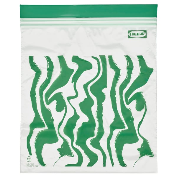 ISTAD Resealable bag, patterned bright green, 2.5 l