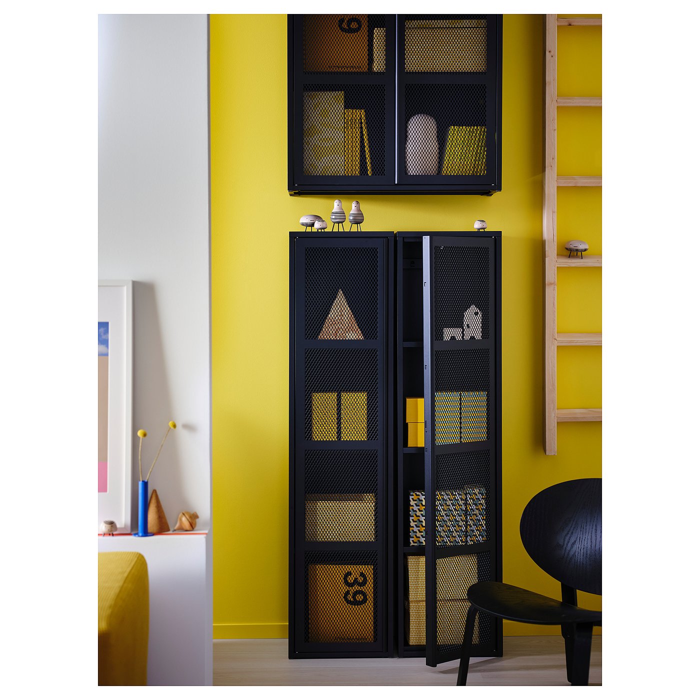 IVAR cabinet with door, black mesh, 40x160 cm - IKEA