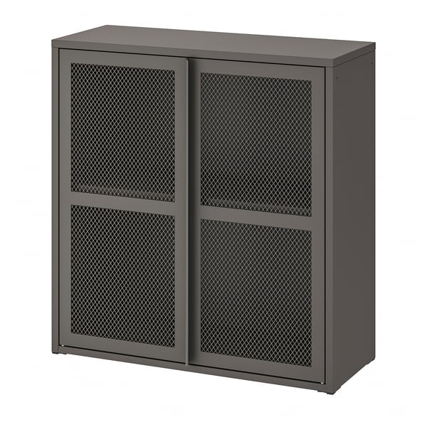 IVAR with doors, grey mesh, 80x83 cm IKEA