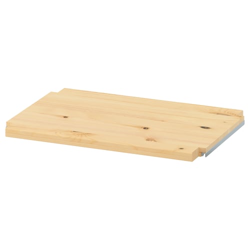 An IVAR wooden shelf, light brown, rectangular, simple design.