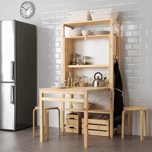 Ivar Storage Unit With Foldable Table Pine Ikea