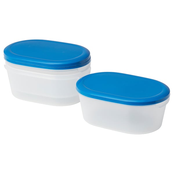 Jamka Food Container Transparent White Dark Blue 1 2 L Ikea
