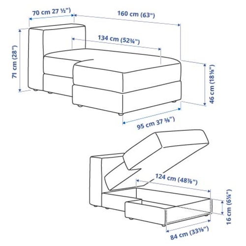 Illustration with measurements for the product: JÄTTEBO.