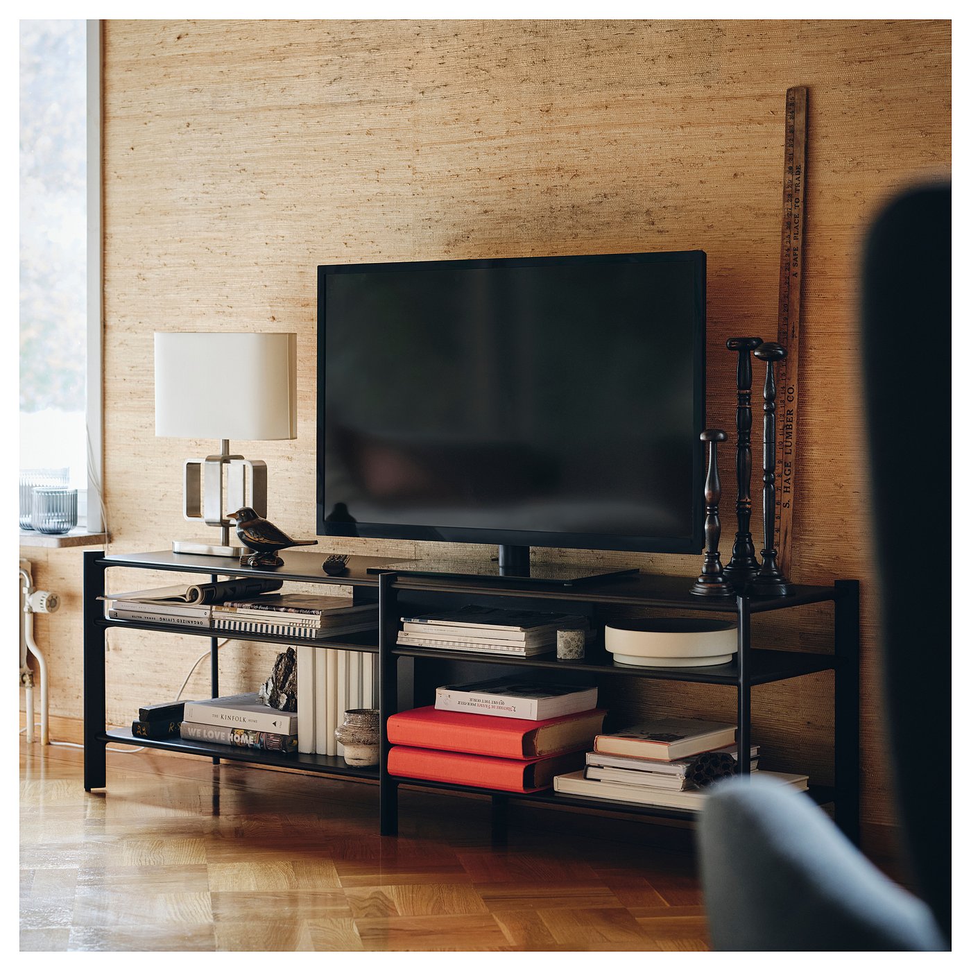 JÄTTESTA TV bench, black, 160x40x49 cm - IKEA