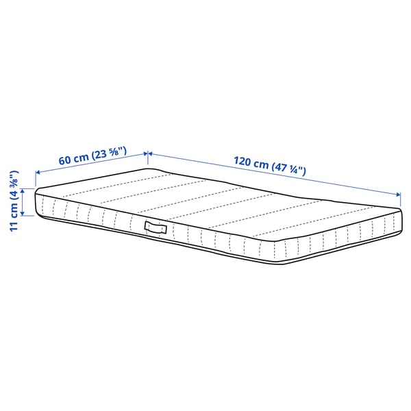 JÄTTETRÖTT Pocket sprung mattress for cot, white, 60x120x11 cm
