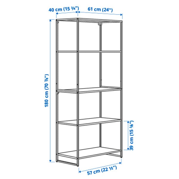 JOSTEIN Shelving unit, in/outdoor/metal white, 61x40x180 cm