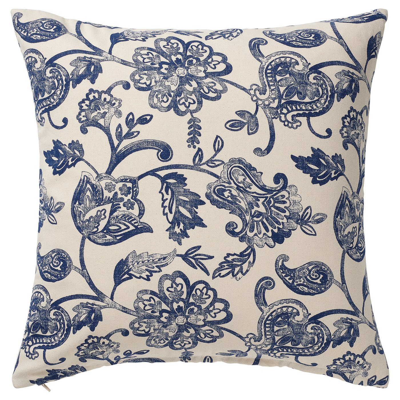 JUNIMAGNOLIA Cushion cover, natural/blue, 50x50 cm - IKEA