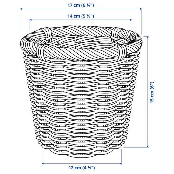 KAKTUSFIKON Plant pot, rattan, 12 cm