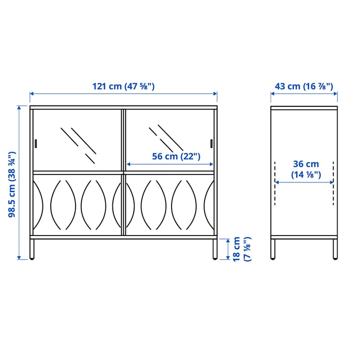 KALKNÄS with sliding doors, white, 121x43x98 cm IKEA