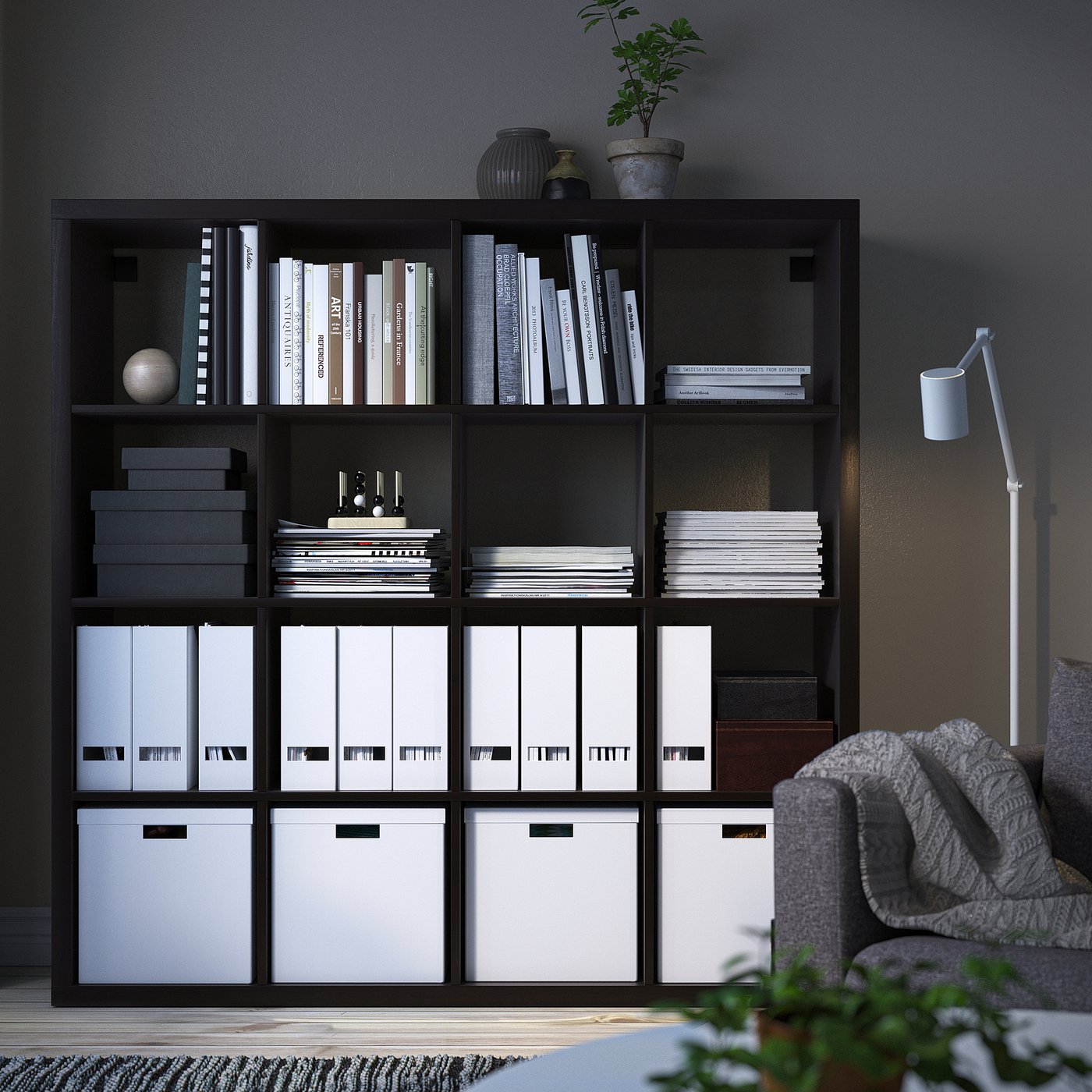 KALLAX shelving unit, black-brown, 147x147 cm - IKEA