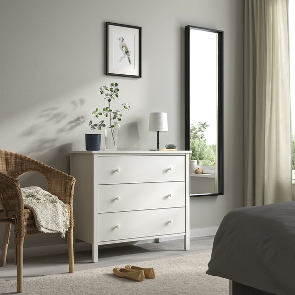 KILBERGET Chest of 3 drawers, white/anchor/unlock-function, 86x78 cm