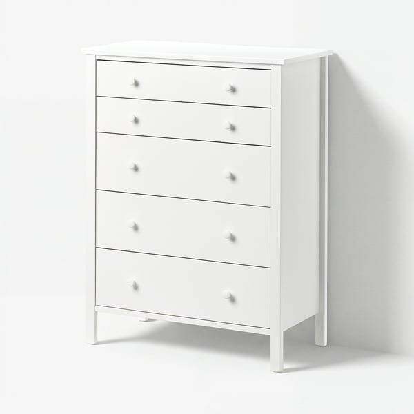 KILBERGET Chest of 5 drawers, white/anchor/unlock-function, 76x102 cm