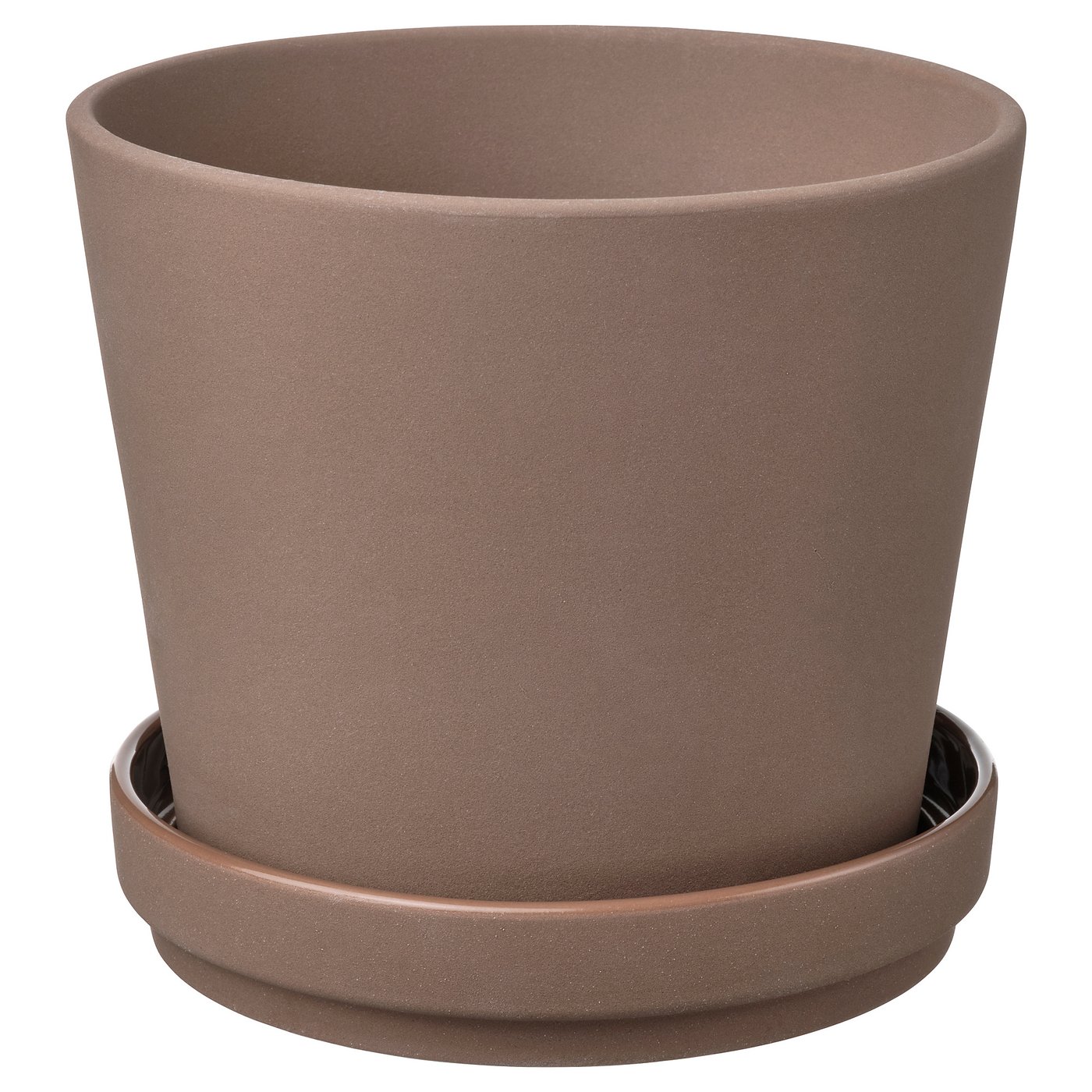 KLARBÄR plant pot with saucer, in/outdoor brown, 12 cm IKEA