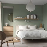 KLEPPSTAD Bed frame, white/Vissle beige, 150x200 cm