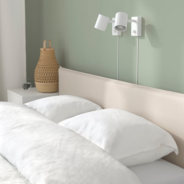 KLEPPSTAD Bed frame, white/Vissle beige, 150x200 cm