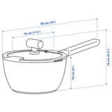 KLIPPFISK Saucepan with lid, non-stick coating glass/wood black-blue, 2.3 l