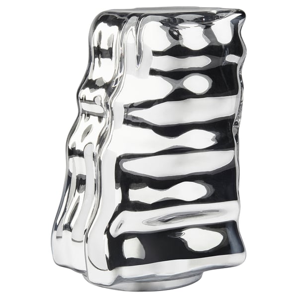 KONSTRUNDA: silver glass, abstract, wavy design.