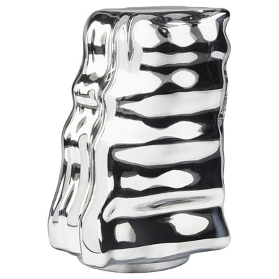KONSTRUNDA: silver glass, abstract, wavy design.