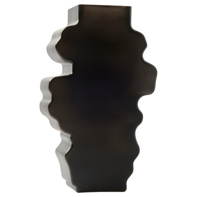 KONSTRUNDA black wavy glass vase. Modern, sleek design with wavy edges, glossy finish.