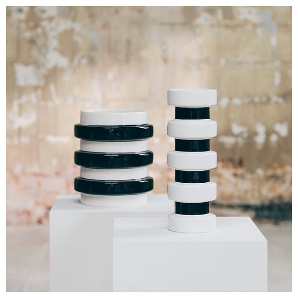 KONSTRUNDA Vase, white/black, 29 cm