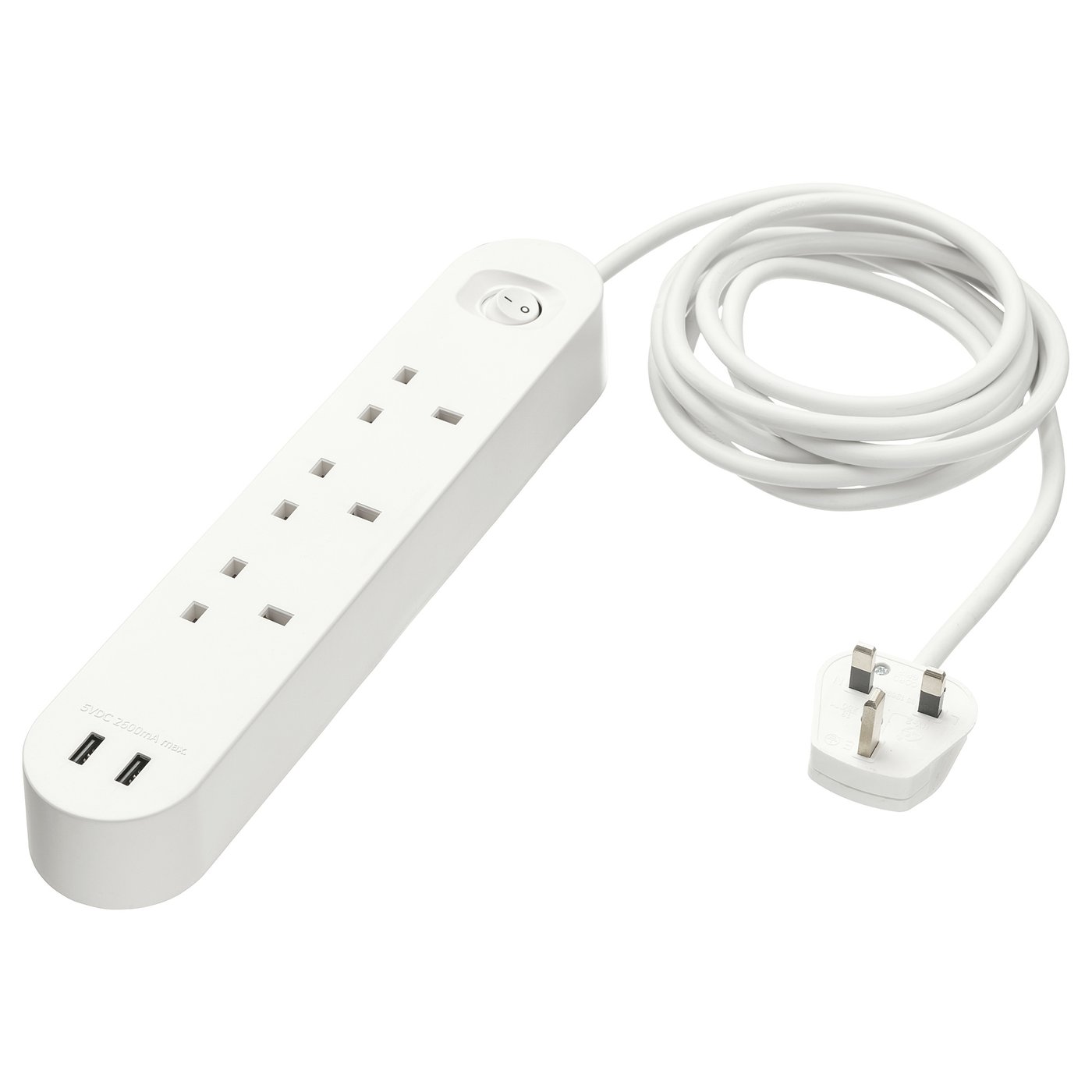 KOPPLA 3way socket with 2 USB ports, white, 3.0 m IKEA