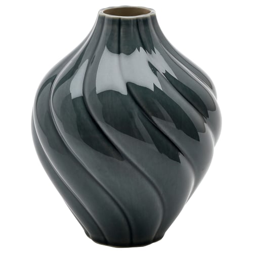KORNSPARV Vase, grey-blue, 22 cm