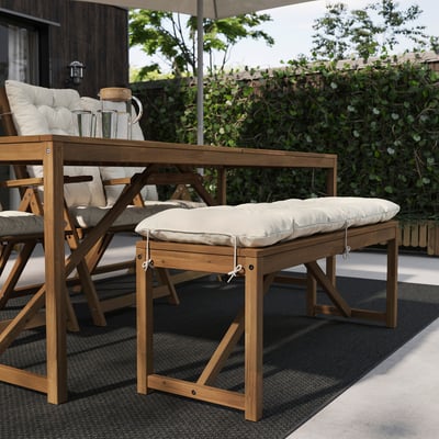 KUDDARNA Bench cushion, outdoor, light grey-beige, 120x40 cm