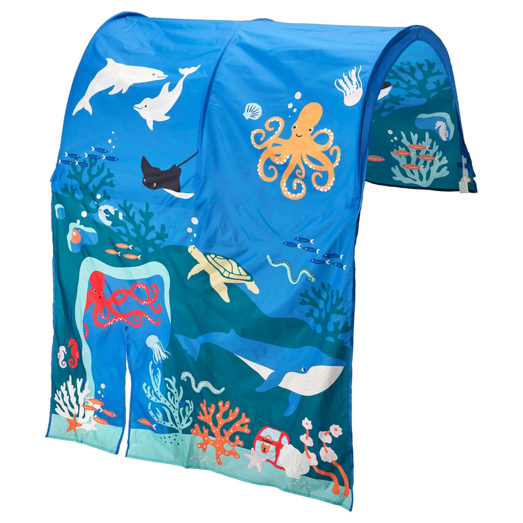 KURA bed tent, ocean animals pattern - IKEA