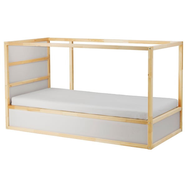 KURA Reversible bed, white/pine, 90x200 cm