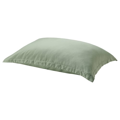 Single, light green rectangular pillow with subtle patterned fabric, smooth and cooling material.