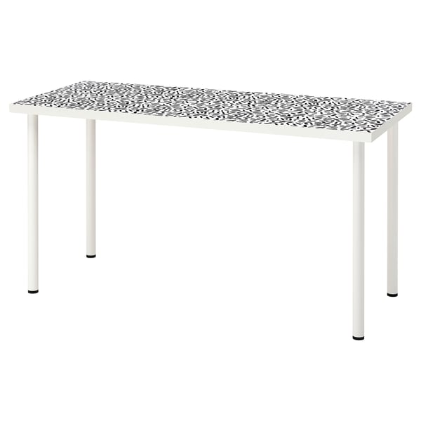 LAGKAPTEN / ADILS Desk, organic shapes/white black, 140x60 cm