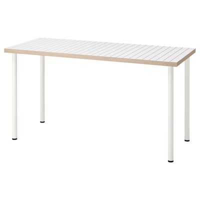 LAGKAPTEN table: white, rectangular, fibreboard top, four white legs.