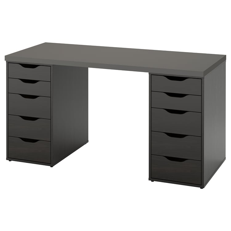 LAGKAPTEN / ALEX Desk, dark grey/blackbrown, 140x60 cm IKEA