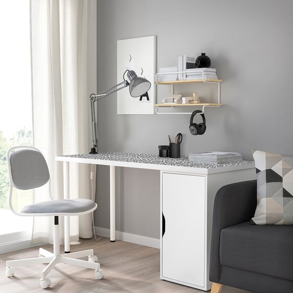 LAGKAPTEN / ALEX Desk, organic shapes/white black, 120x60 cm