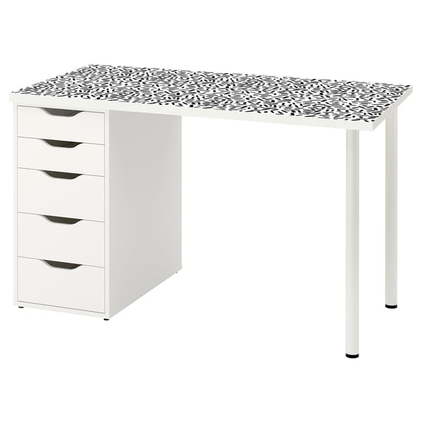 LAGKAPTEN / ALEX Desk, organic shapes/white black, 120x60 cm